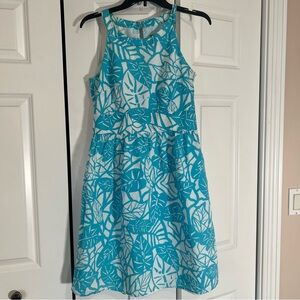 Ann Taylor Turquoise and White Patterned Dress